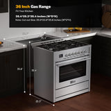 Empava 36″ Professional Gas Range with 18K BTU Triple-Ring Power Burner