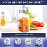 Howork 450W Immersion Hand Blender, 4-in-1 Multifunctional 2 Speed Stainless Steel Handheld Stick Blender, Titanium Cross Blade, 600ml Mixing Beaker and 500ml Food Processor, Dishwasher Safe, Black