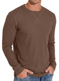 Askdeer Men's Waffle Long Sleeve T-Shirt Casual Lightweight Pullover Tees