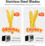 Befano French Fry Slicer, Stainless Steel Potato Cutter with 1/4 inch and 1/2 inch Blades for Thin and Thick Fries, Commercial French Fry Cutter for Homemade Sweet Potatoes Carrots, and Cucumbers