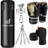 Odoland Punching Bag Set for Adults, 4FT PU Heavy Boxing Bag with 12OZ Boxing Gloves, Hand Wraps, Hanging Chains for MMA Karate Kickboxing Martial Art Home Gym Trainging - Unfilled Odoland