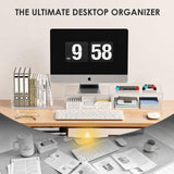 OPNICE Clear Acrylic Desk Organizers and Accessories, Dual Monitor Stand Riser with Drawer and 2 Pen Holders, Desk Shelf Printer Stand for Office Workspace Organizers, Desktop Organization (Transparent)