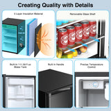Kismile 4.41Cu.Ft Fridge with Freezer Compact Refrigerator Water Dispenser Single Door Mini Refrigerator Fridge, Adjustable Thermostat (Black)