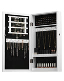 SONGMICS Lockable Jewelry Cabinet Armoire with Mirror, Wall-Mounted Space Saving Jewelry Storage Organizer, White UJJC51WT