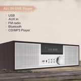 LONPOO Stereo Shelf System for Home, Vintage CD Player 40W RMS Micro Mini System with Remote Control, Bluetooth, FM Radio, USB MP3 Playback & Aux-in,Silver