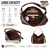 Slouchy Hobo Bags for Women, Large Shoulder Bag with Top Handle, Vintage Crossbody Purse Leather Travel Slouchy Tote Handbag (Brown)