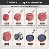 Nuwave Lux 13pc Forged Lightweight Nonstick Ceramic Cookware Set, PFAS-Free