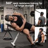 Neck Harness Weight Lifting, Neck Trainer Exerciser Equipment with Adjustable Heavy Duty Steel Chin Straps for Neck Strength and Pain Relief, Portable Head Harness for Weight Lifting,Home and Gym Use