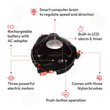 Grillbot Automatic Grill Cleaning Robot with Nylon Brushes, Electric BBQ Cleaner Brush with Motorized Power, Cordless Rechargeable Grill Scrubber for Outdoor Grills (Red and Case)