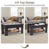 Lift Top Coffee Table for Living Room, Wooden Coffee Table with Storage Shelf/Hidden Compartment, Modern Coffee Table Center Table Tea Table Reception Room/Office/Living Room Furniture, Black