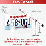 2 Pack Clear License Plate Covers - License Plate Protector Unbreakable Plastic Shields Tag Holder Fits for Standard US Plates (12.2" x 6.3")