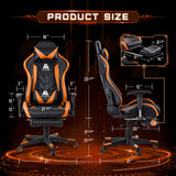 AA Products Gaming Chair High Back Ergonomic Computer Racing Chair Adjustable Office Chair with Footrest, Lumbar Support Swivel Chair - Orange