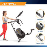 Marcy Magnetic Recumbent Bike with Adjustable Resistance and Transport Wheels NS-716R, 11.00 x 22.00 x 31.00" MARCY