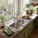 Kitsitchen 33x22 Drop in Kitchen Sink, 33 Inch 304S Stainless Steel Double Bowl Kitchen Sinks with 50/50 Design and Two Strainer, 33" X 22"X 9" Large and Deep Top Mount Kitchen Sinks with 3 holes