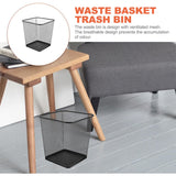 2 Pack Black Metal Mesh Trash Cans for Home Office