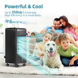 NOMEY Evaporative Air Cooler, 3-IN-1 Air Conditioner Portable for Room w/ 4 Modes & 3 Speed, 12H Timer, 1 Gal Detachable Water Tank, 4 Ice Packs, Remote, 70° Oscillation Air Cooler for Bedroom Indoor