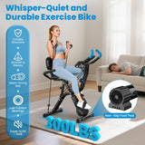 Birdfeel Foldable Exercise Bike, Multifunctional Indoor Stationary Bikes for Home with 8-Level Magnetic Resistance, Quiet Workout Bike with Arm Resistance Bands, LCD Monitor, 300LBS Capacity (Dark Black)