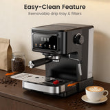 Espresso Machine 15 Bar Compact Electric Coffee Maker with Milk Frother for Latte & Cappuccino, Expresso Coffee Machines, Removable Water Tank, Ideal for Home and Office Use - Cafetera Espresso