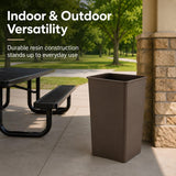 Getzi 5 Pack Brown 50 Gallon Square Commercial Trash Can, Heavy Duty Resin Waste Bin