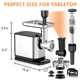 ALTRA LIFE #8 Meat Grinder, [3200W Max] Electric Heavy Duty Sausage Stuff with 2 Stainless Steel Blades and 3 Grinding Plates, Sausage Tube & Kibbe Kit, for Commercial & Home Use