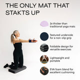 Stakt Foldable Yoga Mat Pro, 2 in 1 with Premium Textured Grip, Non Slip, Folding Exercise and Fitness Mat for Pilates, Strength Training, and High Impact Workouts - Black
