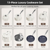 Nuwave Lux 13pc Forged Lightweight Nonstick Ceramic Cookware Set, PFAS-Free