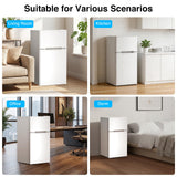 Kismile 2.5 Cu.Ft Mini Fridge with Freezer, Double Door Compact Refrigerator, 3-Level Mechanical Thermostat, Reversible Door&Removable Shelves, Quiet Fridge Ideal for Office, Apartment, Dorm, White