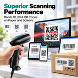 Anyeast Wireless Barcode Scanner with Stand, 1D 2D QR 3-in-1 Connection