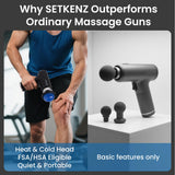 Setkenz Massage Gun with Heat and Cold Head – Deep Tissue Muscle Massager for Pain Relief – 10 Heads – Quiet, Portable, Hot & Cold Therapy – Full Body Recovery for Athletes & Professionals