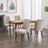 MOOLSUN Velvet Dining Chairs Set of 4, High Back Side Chairs, Modern Padded High-End Tufted Upholstered Chairs with Button-Tufted Back & Rear Pull Tabs, Solid Wood Legs E-Wine Red(Solid Wood Legs)
