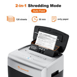 Bonsaii Paper Shredder for Office, 120-Sheet Autofeed Heavy Duty Shredder for Home Office Use