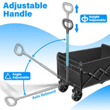 Wagons Carts Foldable - Collapsible Wagon Cart with Wheels Foldable - Utility Folding Wagon Cart for Sports Camping Grocery, Black