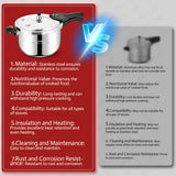 4 Quart Stainless Steel Pressure Cooker, Deeluban All Stovetops Induction Compatible Thickened Pressure Cooker with Spring Valve Safeguard Devices for Home and Commercial Use