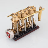 MechPuConToy Engine Model Kit That Works, Vertical Three-cylinder Reciprocating Steam Engine Model with Oil Cup Support Forward and Reverse Rotation for 80-120CM Steam Model Ship (Boiler Not Included)