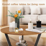 Gravilithic Round Coffee Table, Wood Circle Coffee Table with 2-Tier Storage, Center Table for Living Room Bedroom Office Apartment, Easy Assembly, 35'x 18' Inches, Espresso