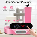 Headery Cake Decorating Machine, 4-12 in Adjustable Cake Cream Coating Spreading Smooth Machine, 60dB Low Noise Cake Frosting Machine w/Scraper for Birthday Cake, 60-320rpm Rotating Speed (Pink)