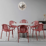 WOOW DEPOT Red Plastic Indoor/Outdoor Dining Chairs Set of 6, All Weather