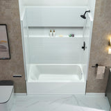 WOODBRIDGE 60” x 32” Four-Piece Direct-to-Stud Alcove Tub Surround with Right-Drain Hole Soaking Bathtub Combo in White