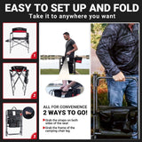 KingCamp Heavy Duty Camping Director Chair, Folding with Side Table & Storage, Red