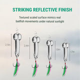 UAIAGM Gag Fishing Lures Set Metal Luminous Sequin Spoons Funny Top Water Bass Fishing Lures Fishermen Gear Spinner Baits Freshwater Saltwater Equipment Fishing Hook for Fishing Lover Men(Silvery)