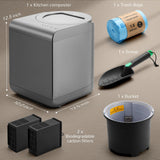 Airthereal Revive Electric Kitchen Composter with Visual Glass Cover, Upgraded SHARKSDEN Tri-Blade, Turn Food Waste and Scraps into Natural Fertilizer for Plants, R500-V, Grey