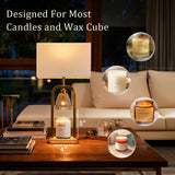 PoKat Electric Candle Warmer Lamps Gold, Lamp Candle Warmers with Timer Dimmer, Wax Light Warming Table Lamps Set of 2 for Jar Candles, Modern Bedside Lamp for Home Decor Living Room, Bulb Included