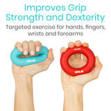 Vive Hand Strengthener Grip Ring (6 Pack) - Forearm Ring Hand Exercisers - Silicone Squeezer Gripper for Muscle Strengthening Training Tool - Arthritis Finger Physical Therapy PT Kit Trainer Vive