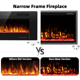Kucreiheat 50 Inch Electric Fireplace Aluminum Frame-Ultra Silm Fireplace Recessed/Wall Mount