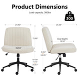 OLIXIS Criss Cross Chair with WOLIXIS Criss Cross Chair with Wheels Wide Cross Legged Office Desk Vanity Chairheels Wide Cross Legged Office Desk Vanity Chair Comfy Fabric Armless Adjustable Swivel for Home Computer Task Fabric Beige