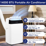 14000 BTU Portable Air Conditioners with Remote Control, 3-in-1 Free Standing Cooling AC Unit with Fan & Dehumidifier, Cools Room up to 750 sq.ft,Sleep Mode,3 Speed,Auto Swing,24H Timer