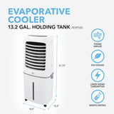 Perfect Aire 560 CFM Portable Evaporative Cooler for Hot/Dry Climates, Indoor Fan Powered Swamp Cooler for Garage, Warehouse, Medium Rooms up to 500 square feet
