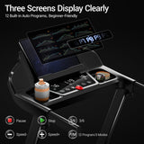 14% Treadmills for Home with Handle, 3 in 1 Portable Treadmill with Incline, Foldable Treadmill with Three Screen, 12 Preset Programs, 400LBS