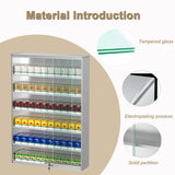 QJSZMEI Cigarette Rack with Lock Sliding Doors, Aluminum Alloy Cigarettes Organizer with Automatic Pusher, Transparent Cigarette Display Case for Retail for Supermarket Stores(Silver, 24.6x6.8x35.4)