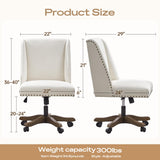 Upholstered Armless Office Chair Fabric Swivel Home Desk Chair with Wheels